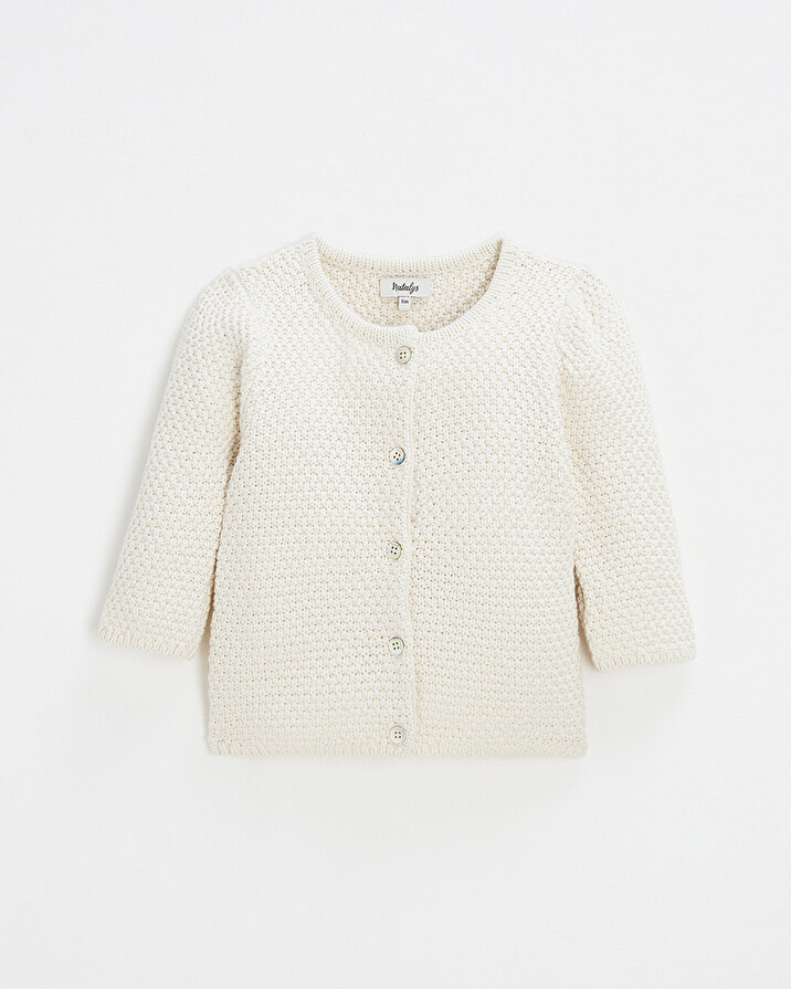 Cardigan en tricot fantaisie Coloris &eacute;cru  Natalys