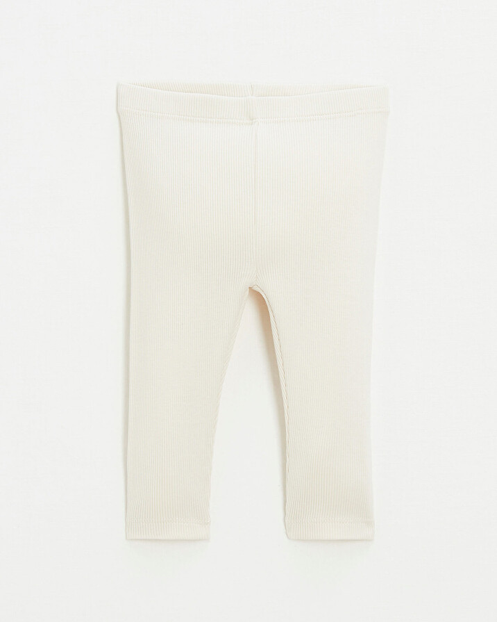 Legging en côtes en coton Coloris craie Natalys