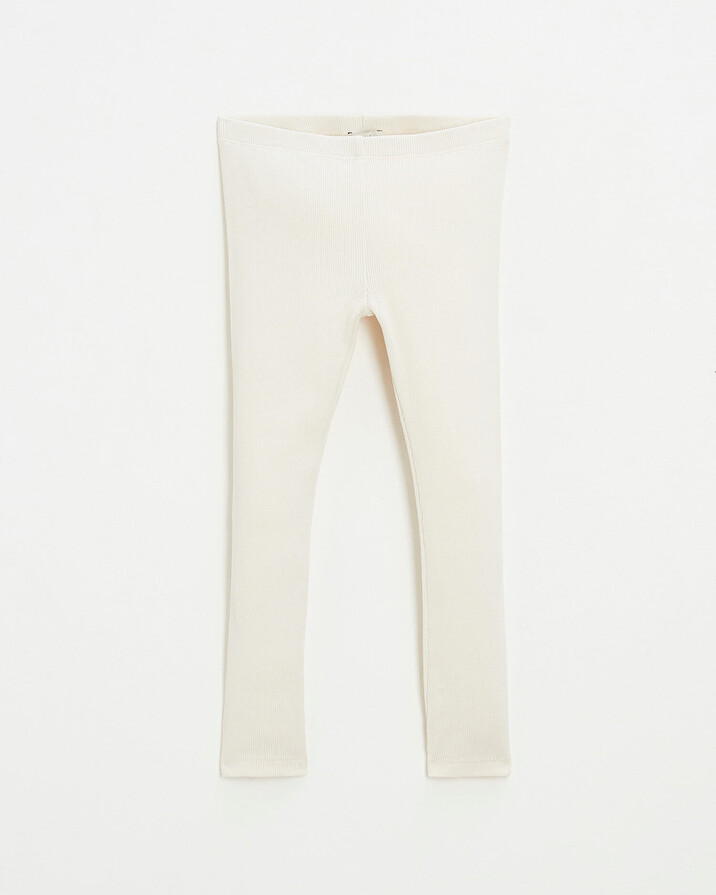 Legging en côtes en coton Coloris craie Natalys