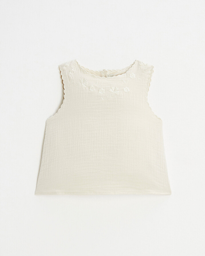 Blouse sans manches brodée Coloris naturel Natalys