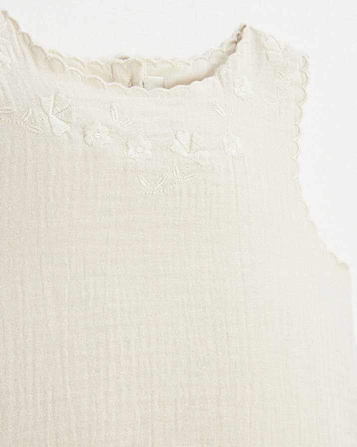 Blouse sans manches brodée Coloris naturel Natalys