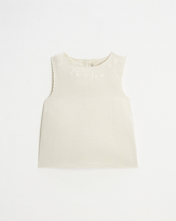 Blouse sans manches brodée Coloris naturel Natalys