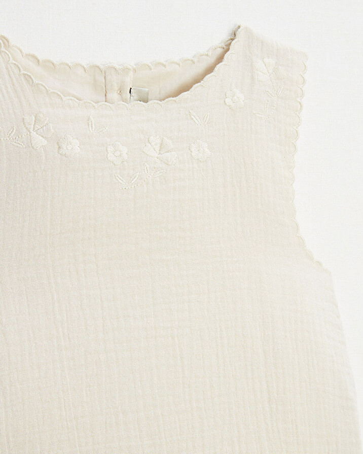 Blouse sans manches brodée Coloris naturel Natalys
