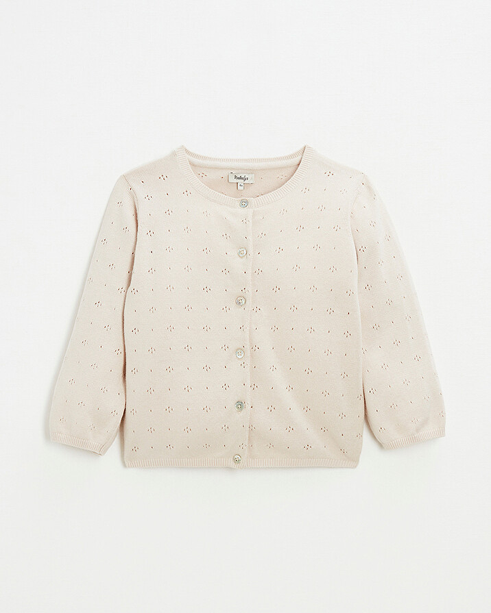Cardigan en tricot ajouré Coloris rose Natalys
