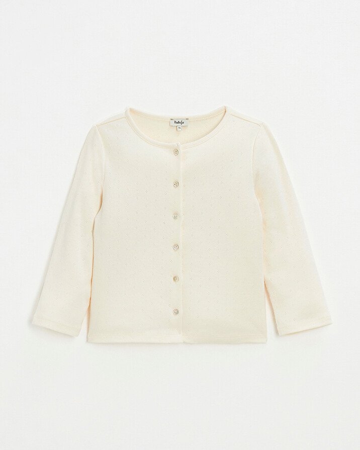 Cardigan en côtes en coton Coloris craie Natalys