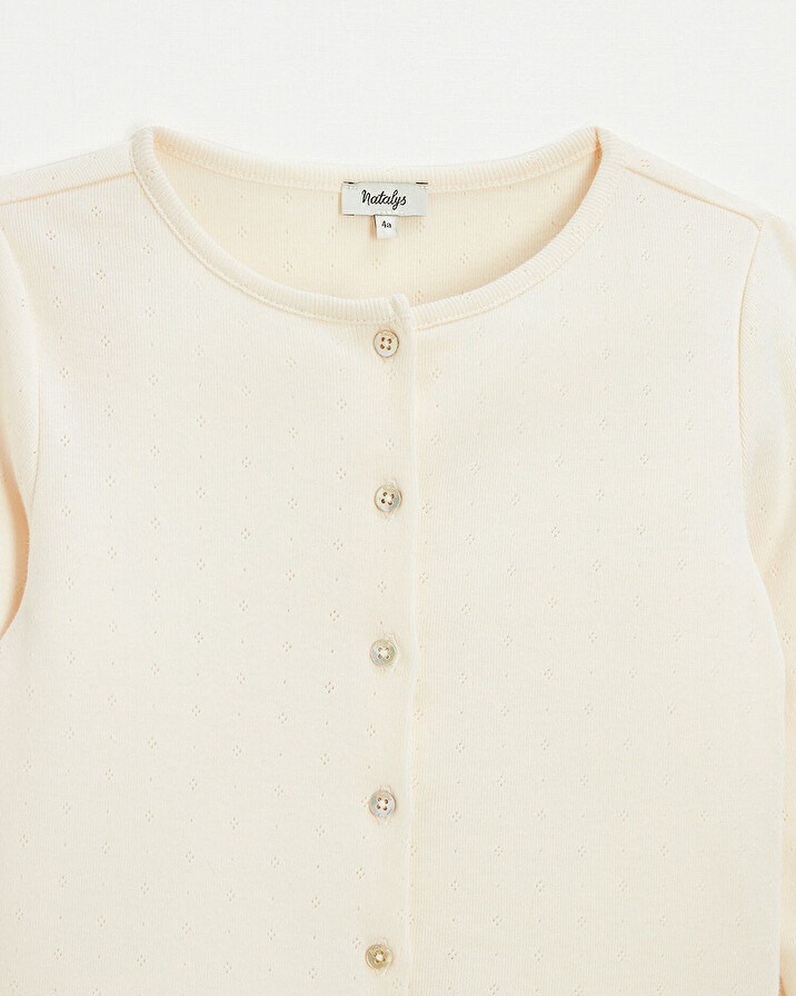 Cardigan en côtes en coton Coloris craie Natalys