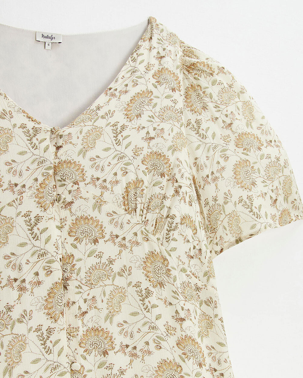 Robe en cr&ecirc;pe Imprim&eacute; fleurs indiennes  Natalys