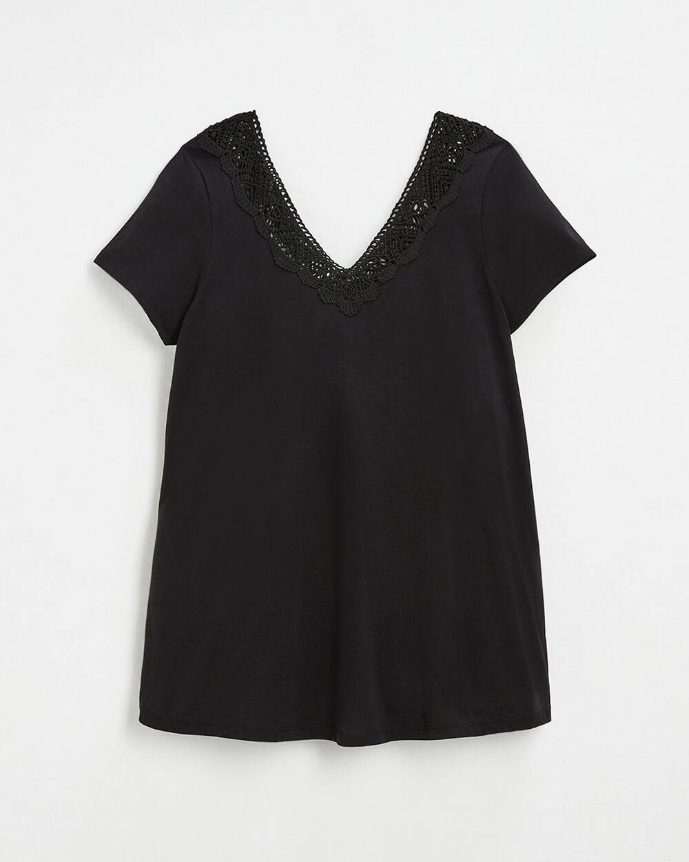 Tee-shirt noir finition dentelle En coton bio Natalys