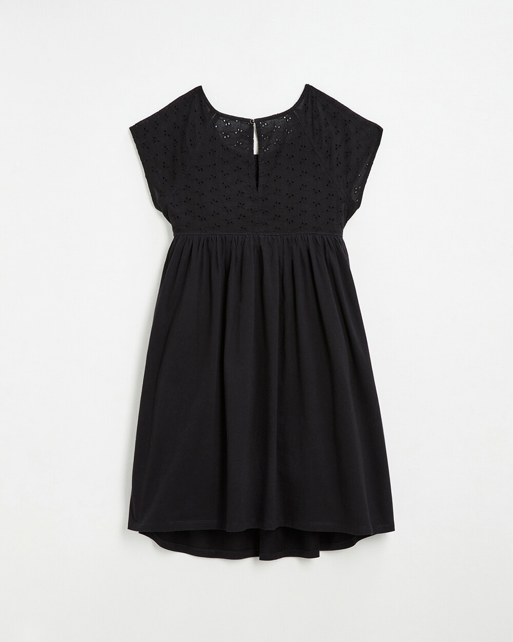 Robe noire à broderies anglaises En coton bio Natalys