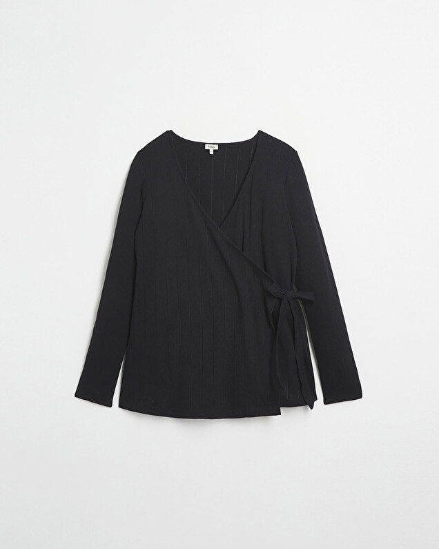 Cardigan cache-coeur en coton Coloris noir  Natalys