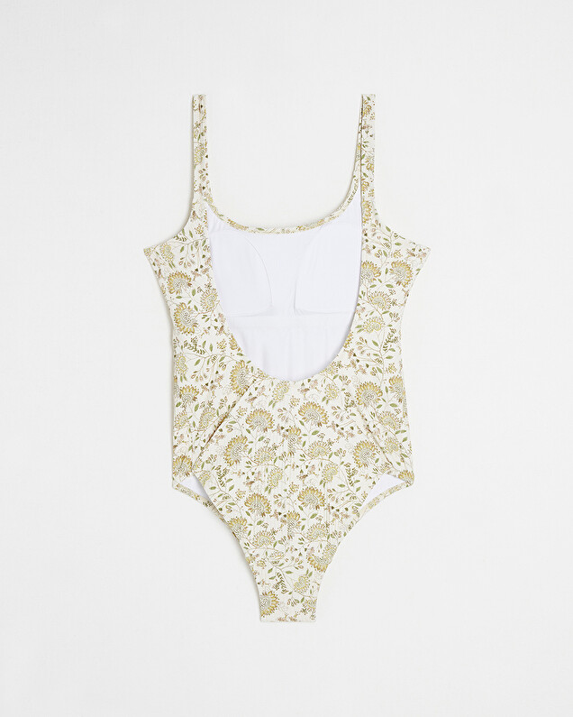 Maillot de bain anti UV Imprimé fleurs Cache coeur