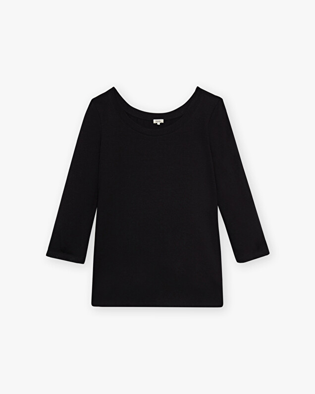 Tee-shirt noir col danseuse En coton bio  Natalys