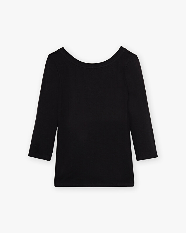 Tee-shirt noir col danseuse En coton bio  Natalys