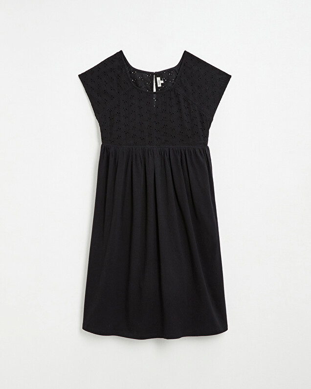 Robe noire à broderies anglaises En coton bio Natalys