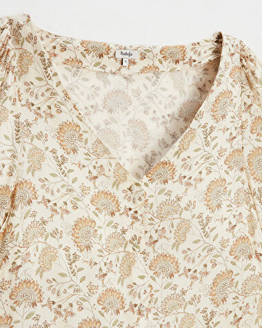 Blouses en cr&ecirc;pe Imprim&eacute; fleurs indiennes  Natalys