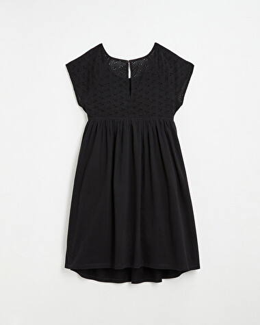 Robe noire &agrave; broderies anglaises En coton bio  Natalys