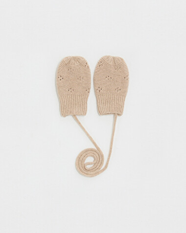 Moufles en tricot ajour&eacute; Coloris beige  Natalys