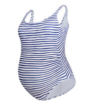 Maillot de bain de grossesse A rayures coloris marine Cache coeur