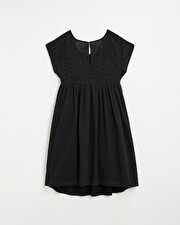 Robe noire à broderies anglaises En coton bio Natalys