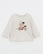 T-shirt manches longues animé Coloris beige chiné Natalys