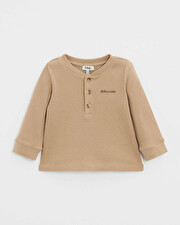 T-shirt manches longues brodé Coloris caramel Natalys