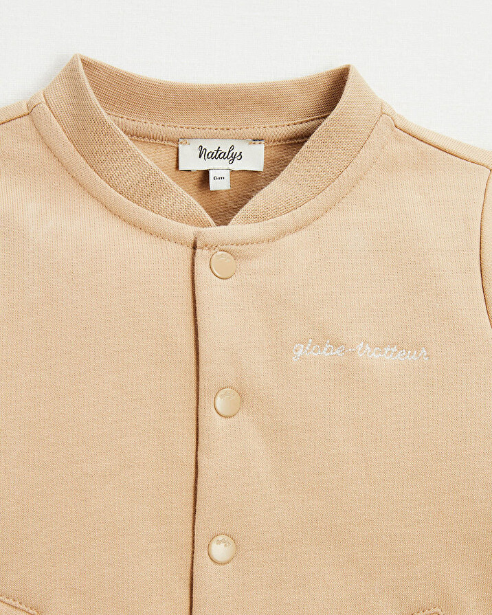Gilet en molleton brodé Coloris camel Natalys