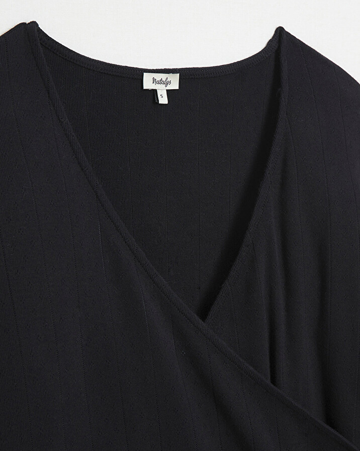 Cardigan cache-coeur en coton Coloris noir Natalys