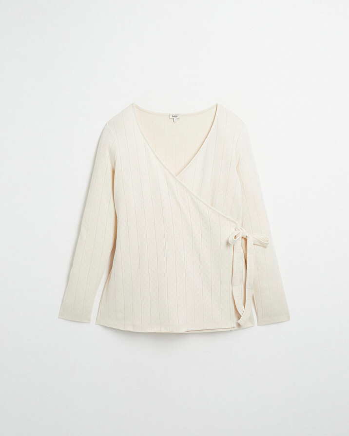 Cardigan cache-coeur en coton Coloris écru Natalys