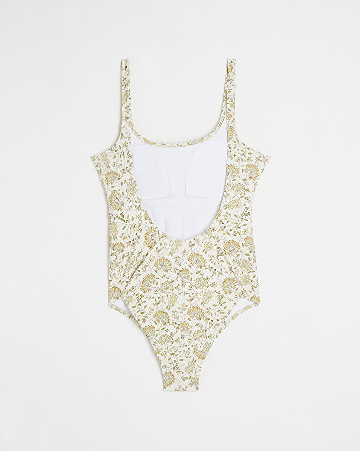 Maillot de bain anti UV Imprimé fleurs Cache coeur