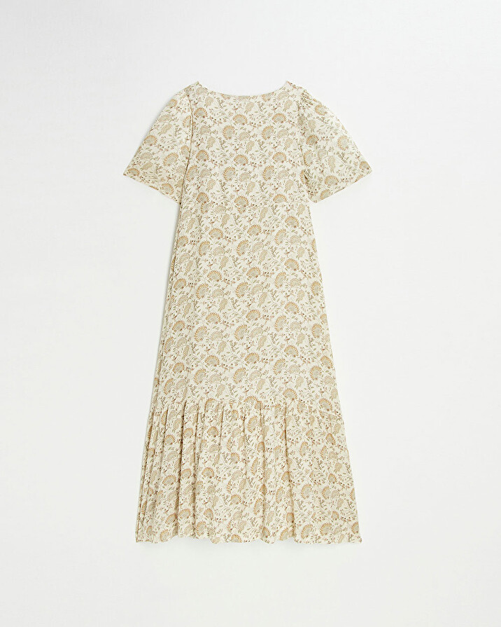 Robe en cr&ecirc;pe Imprim&eacute; fleurs indiennes  Natalys