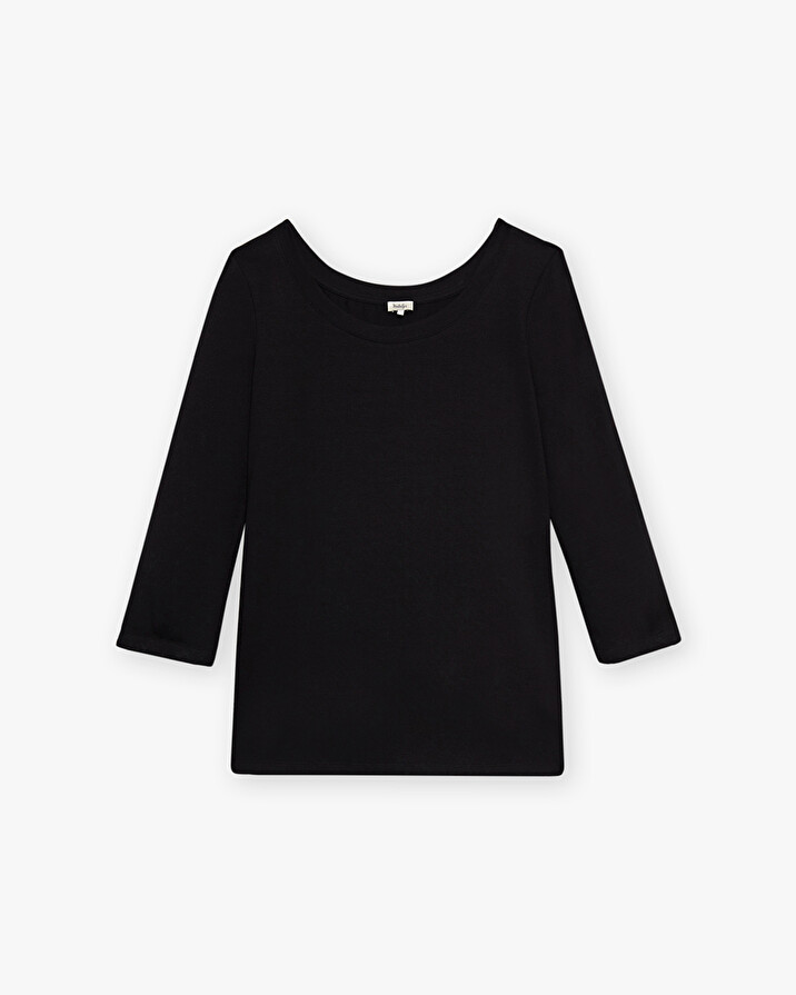 Tee-shirt noir col danseuse En coton bio Natalys