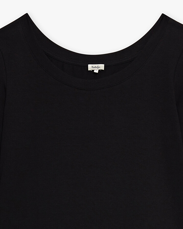 Tee-shirt noir col danseuse En coton bio Natalys