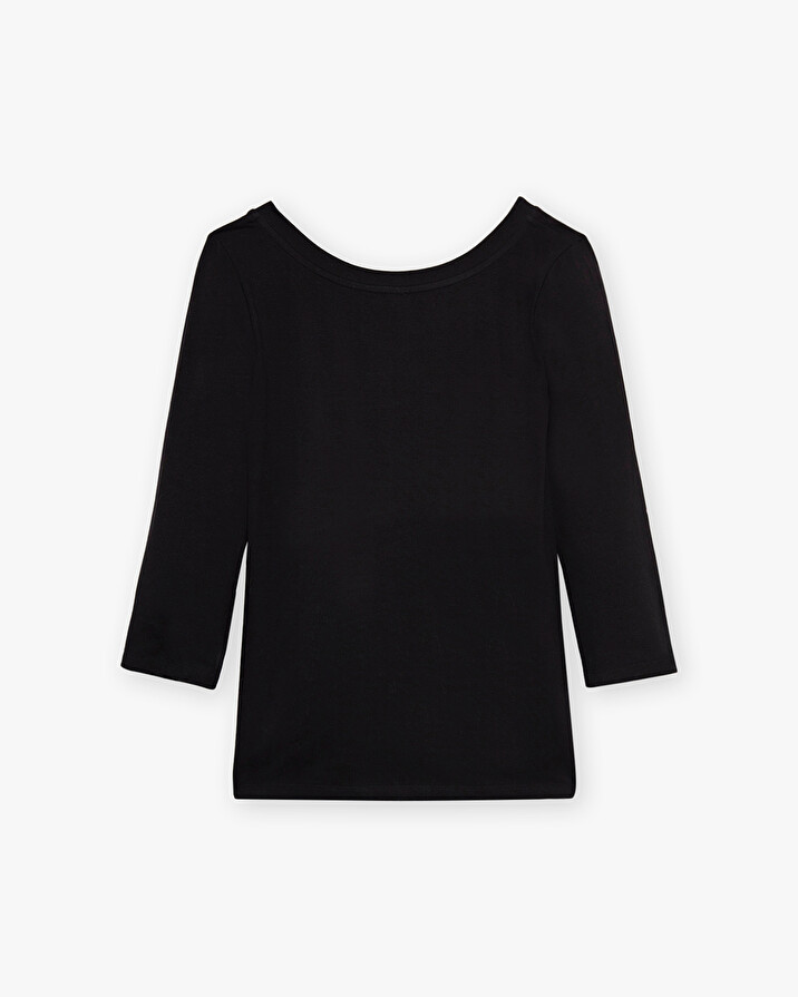 Tee-shirt noir col danseuse En coton bio Natalys
