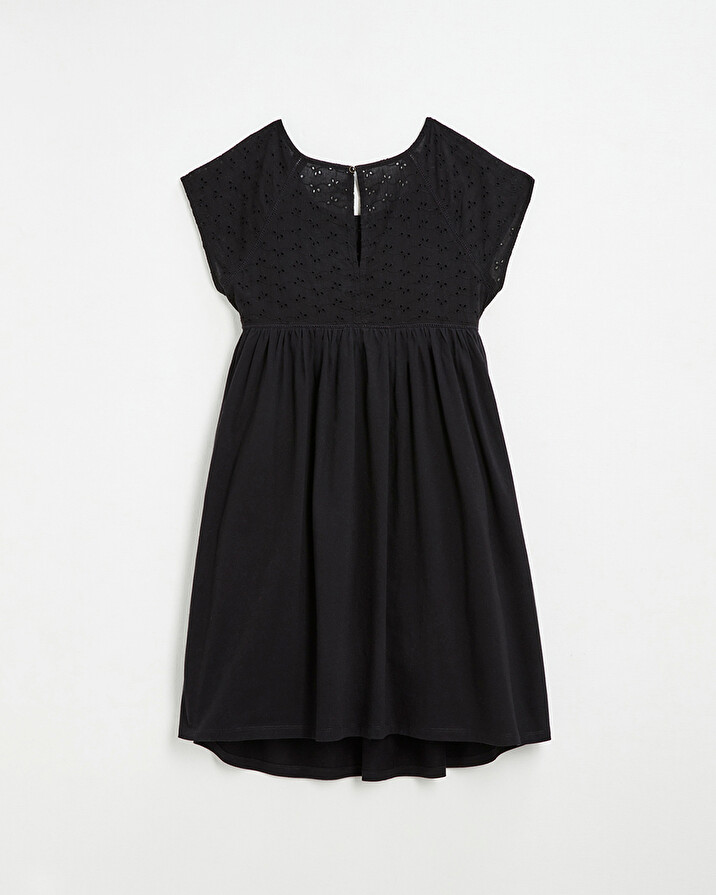 Robe noire à broderies anglaises En coton bio Natalys
