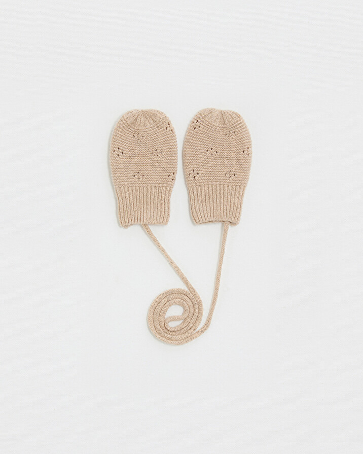 Moufles en tricot ajour&eacute; Coloris beige  Natalys