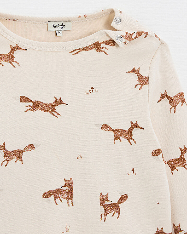 T-shirt manches longues imprimé Imprimé renards Natalys