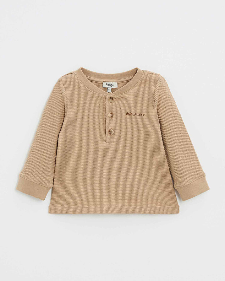 T-shirt manches longues brodé Coloris caramel Natalys