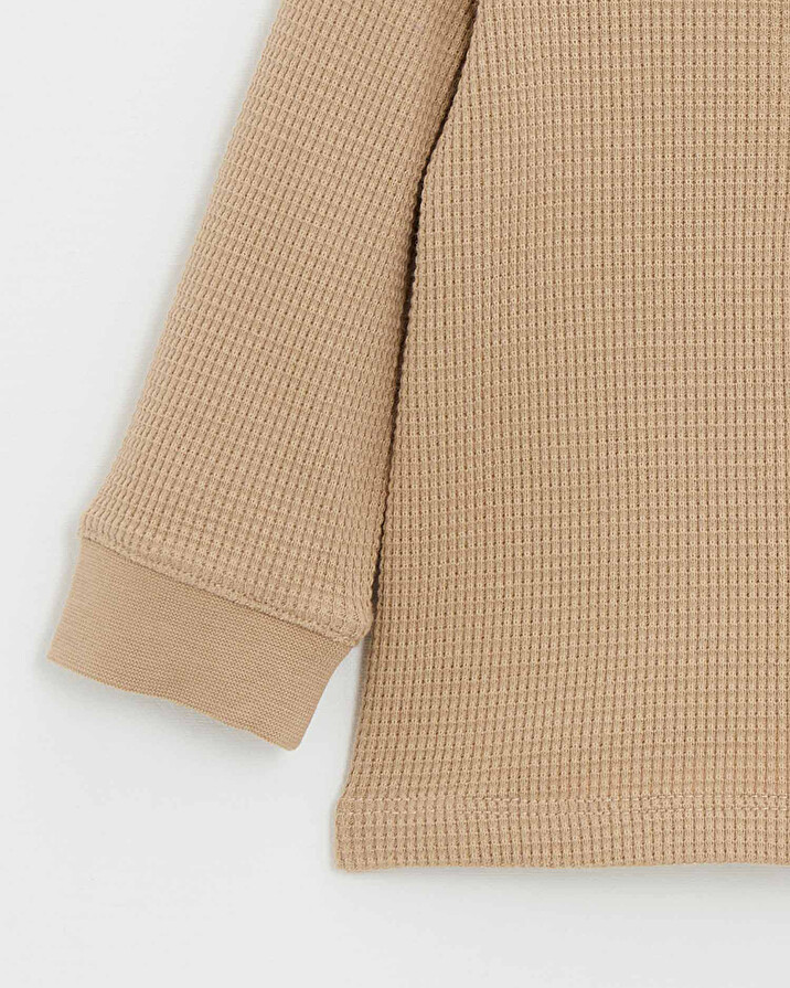 T-shirt manches longues brodé Coloris caramel Natalys