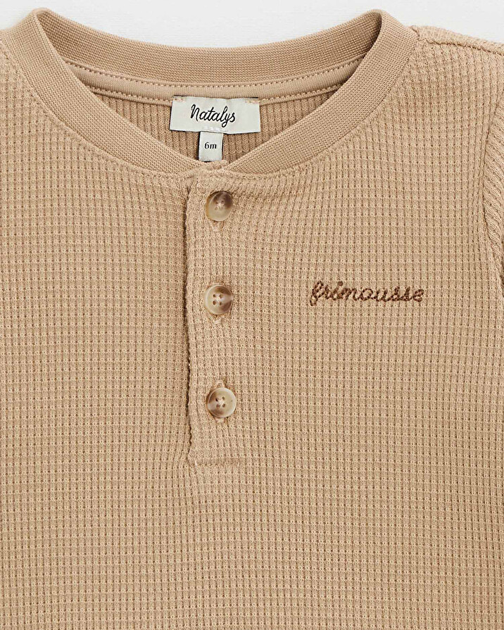 T-shirt manches longues brodé Coloris caramel Natalys