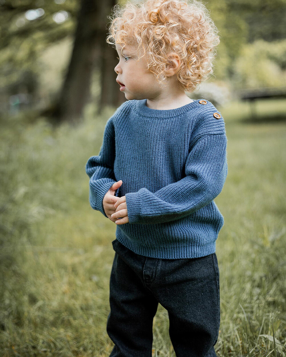 Pull en tricot fantaisie Coloris bleu nocturne Natalys