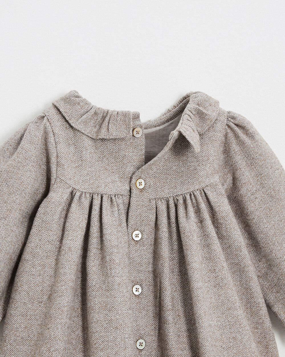 Robe manches longues flanelle Coloris beige Natalys