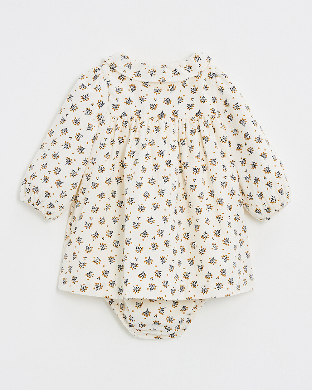 Robe manches longues velours Imprim&eacute; boutons d'or  Natalys