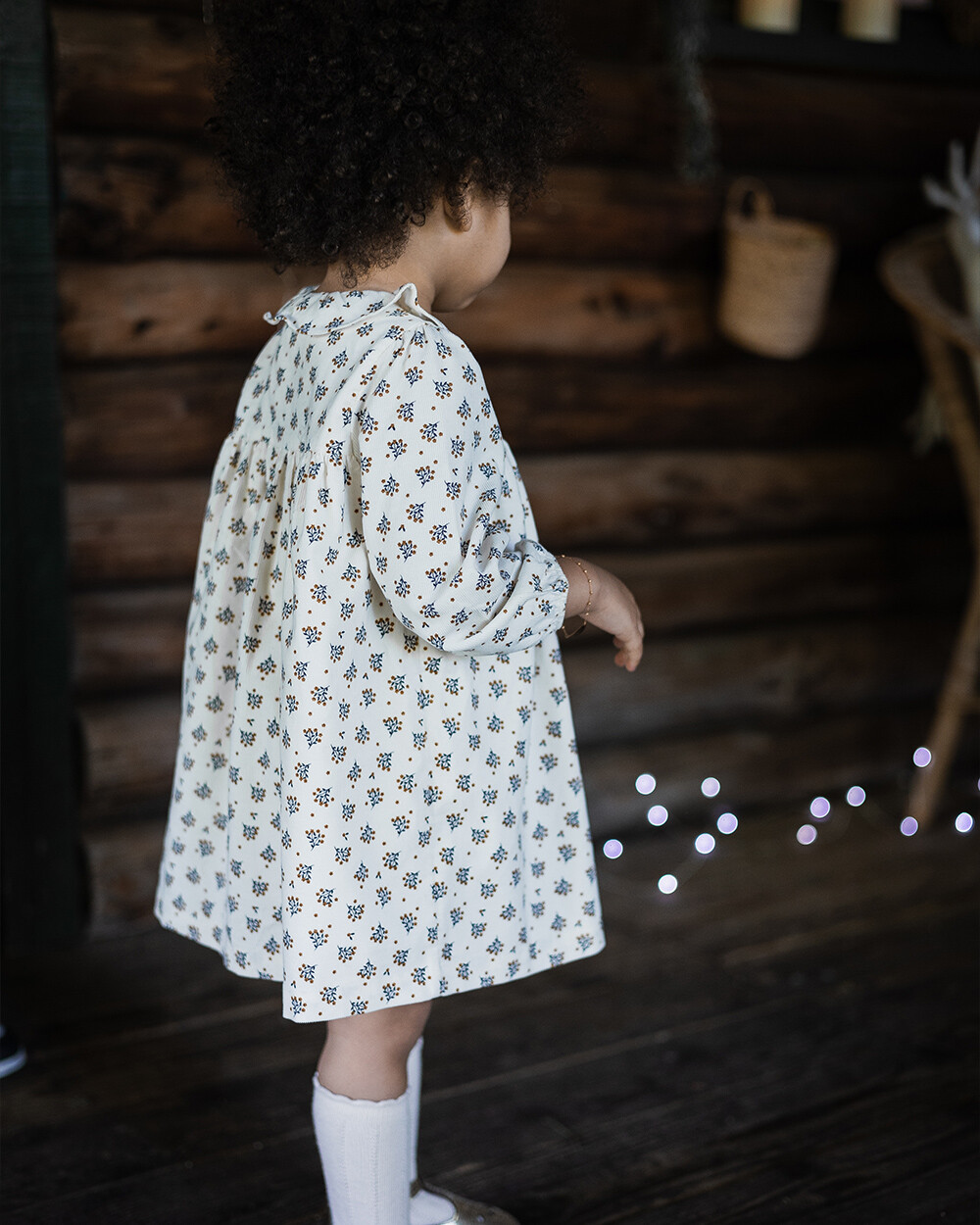 Robe manches longues velours Imprim&eacute; boutons d'or  Natalys