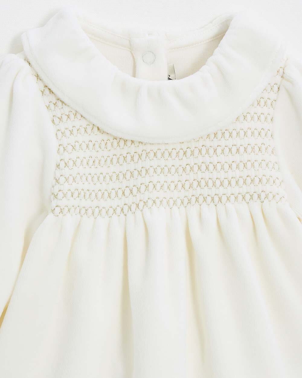 Pyjama deux pièces en velours smocké Coloris écru Natalys