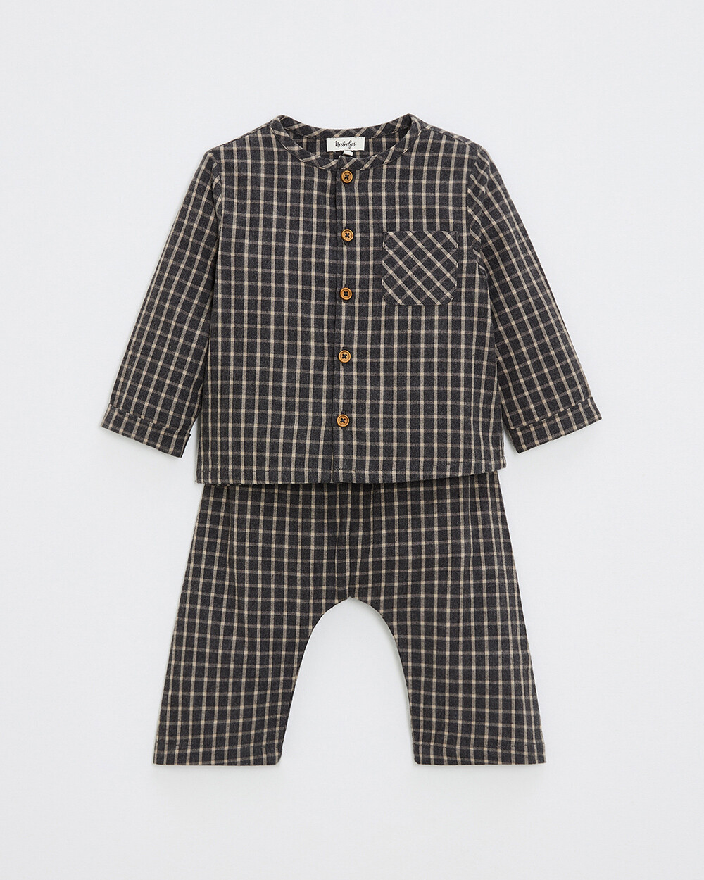 Pyjama deux pièces en flanelle Coloris gris anthracite chiné Natalys
