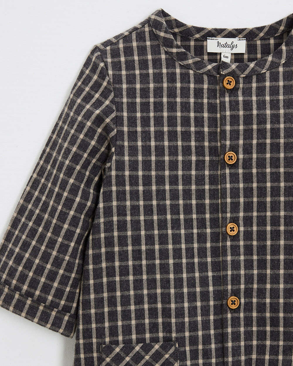 Pyjama une pièce en flanelle Coloris gris anthracite chiné Natalys