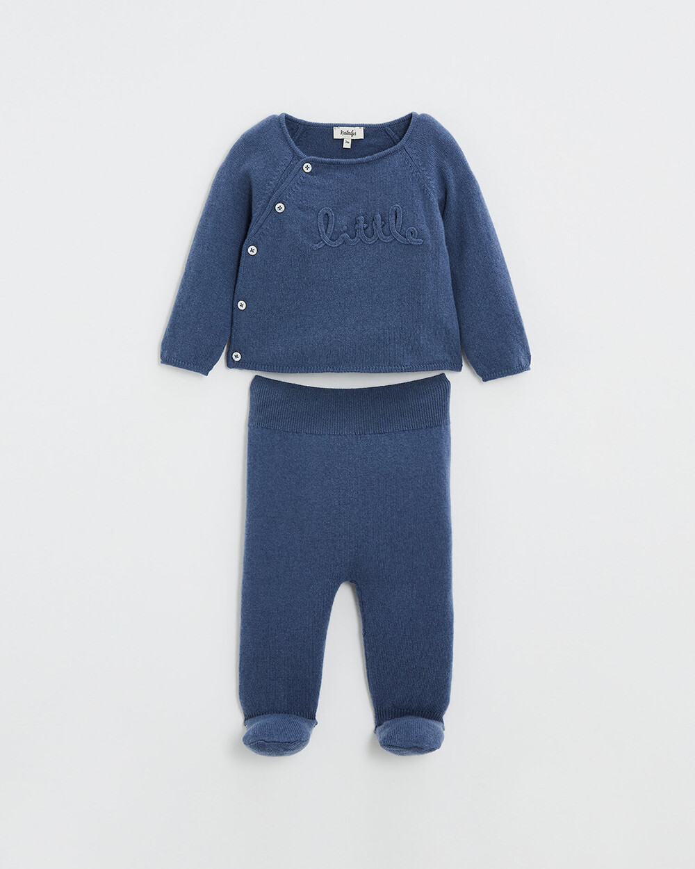 Ensemble brodé en laine mérinos Coloris Bleu Natalys