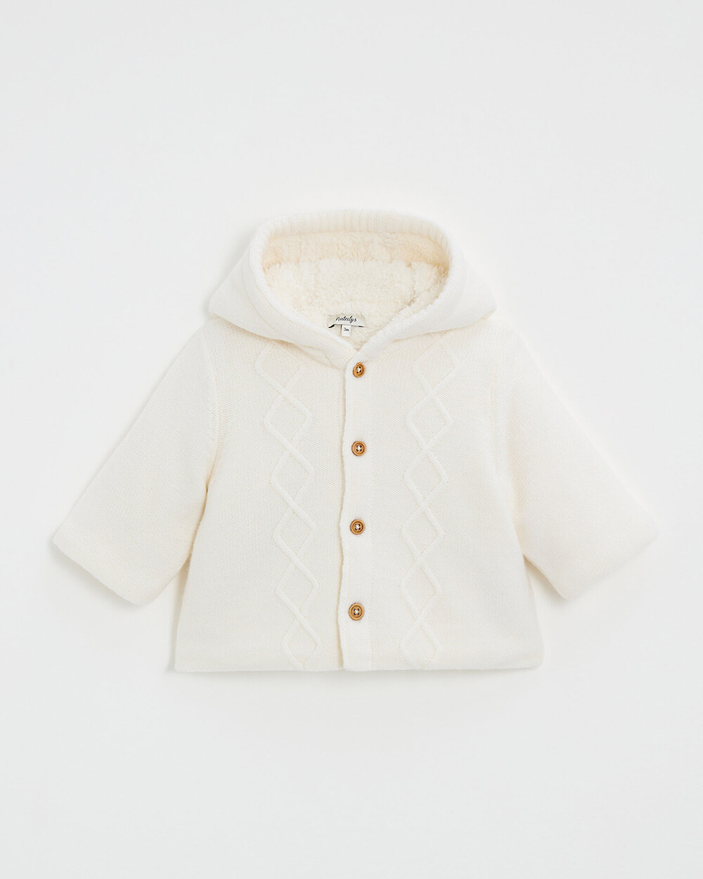 Veste à capuche en laine mérinos Coloris Ecru Natalys