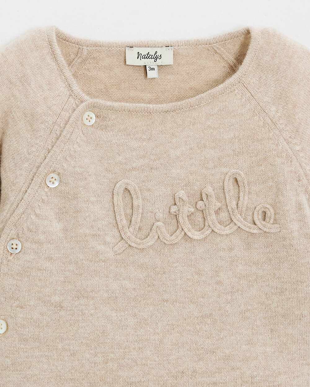 Ensemble brod&eacute; en laine m&eacute;rinos Coloris Beige  Natalys