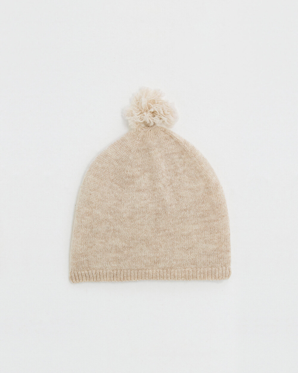 Bonnet à pompon en laine mérinos Coloris Beige Natalys